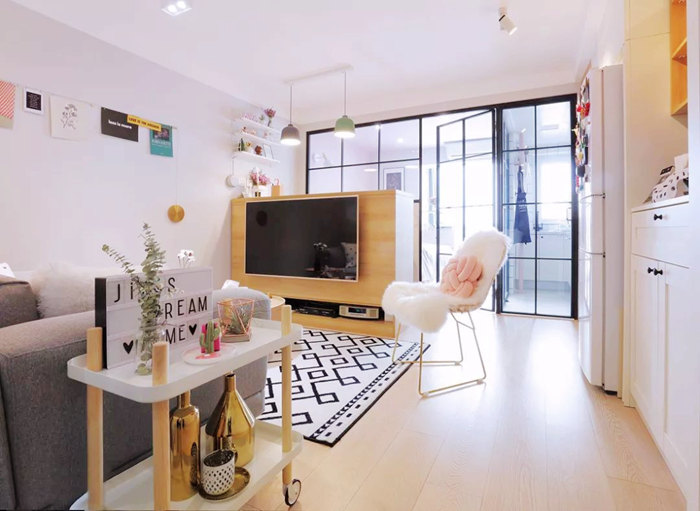 不到50平米的小戶型裝修設計，北歐打造少女心爆棚的家！