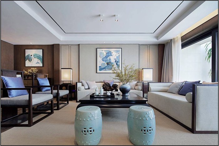 198㎡新中式別墅裝修設(shè)計(jì)，樸素雅致的山水，點(diǎn)綴舒適家的意境