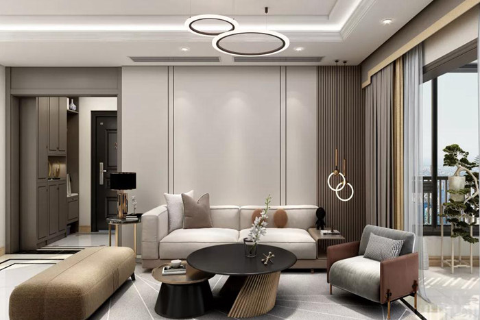 珠海140平現(xiàn)代簡約風(fēng)格裝修，營造高飽和度空間氛圍。