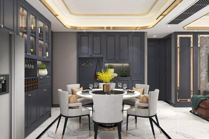 珠海平層大宅現(xiàn)代輕奢裝修結合設計營造了不同的韻感與雅致