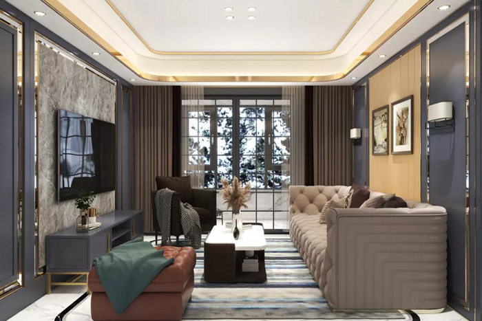 珠海平層大宅現(xiàn)代輕奢裝修結合設計營造了不同的韻感與雅致